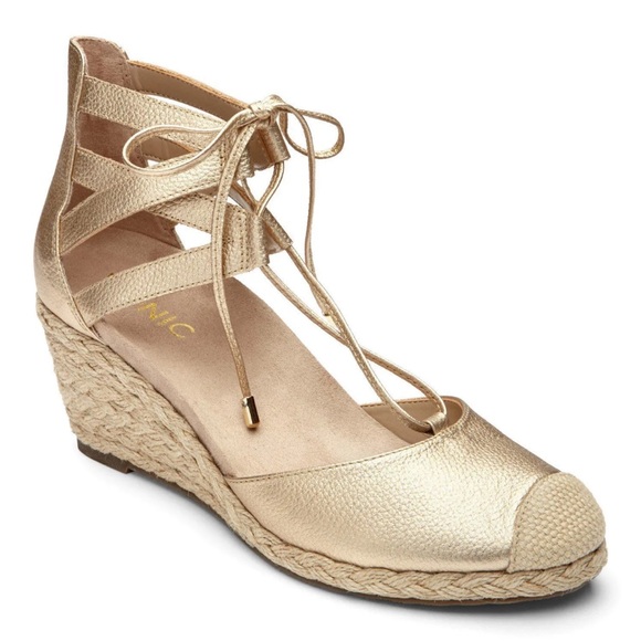 Vionic Aruba Calypso Lace-Up Wedge Gold Espadrilles—7 - Picture 2 of 14